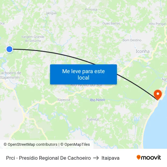 Prci - Presídio Regional De Cachoeiro to Itaipava map