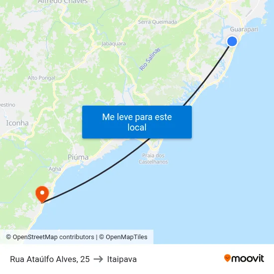 Rua Ataúlfo Alves, 25 to Itaipava map