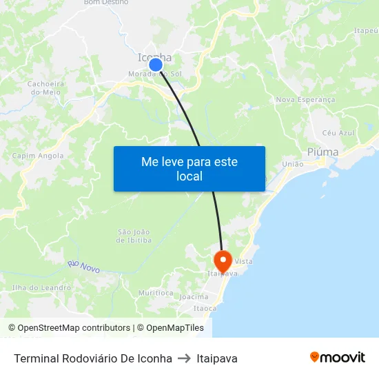 Terminal Rodoviário De Iconha to Itaipava map