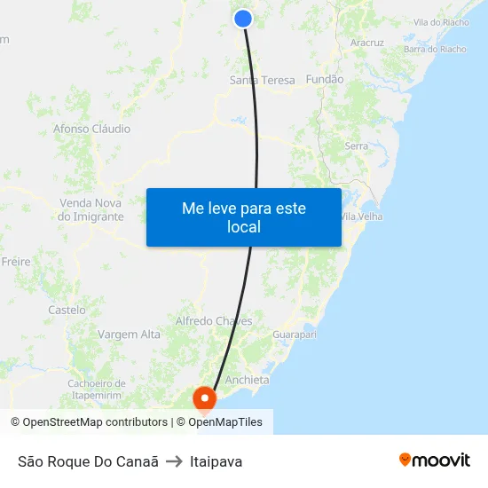 São Roque Do Canaã to Itaipava map