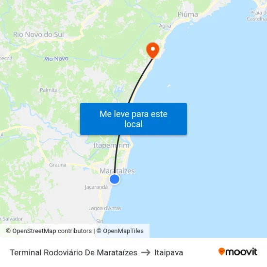 Terminal Rodoviário De Marataízes to Itaipava map