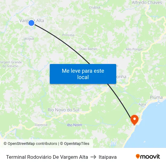 Terminal Rodoviário De Vargem Alta to Itaipava map