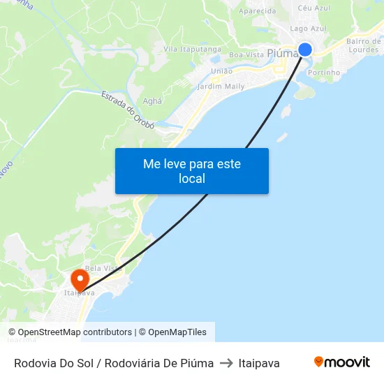 Rodovia Do Sol / Rodoviária De Piúma to Itaipava map