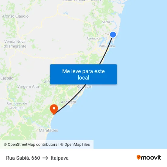 Rua Sabiá, 660 to Itaipava map