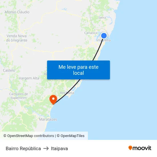 Bairro República to Itaipava map