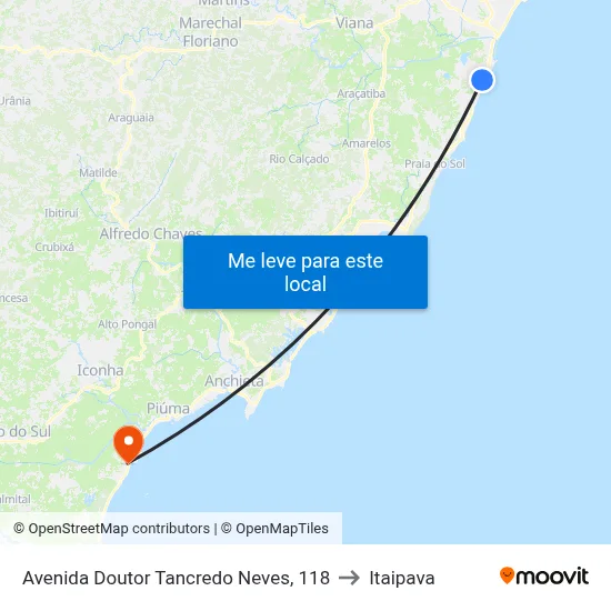 Avenida Doutor Tancredo Neves, 118 to Itaipava map