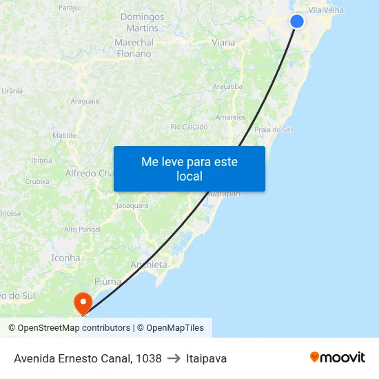 Avenida Ernesto Canal, 1038 to Itaipava map