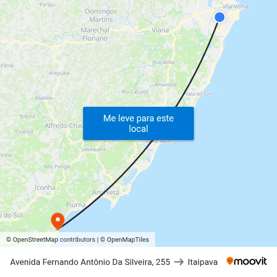Avenida Fernando Antônio Da Silveira, 255 to Itaipava map