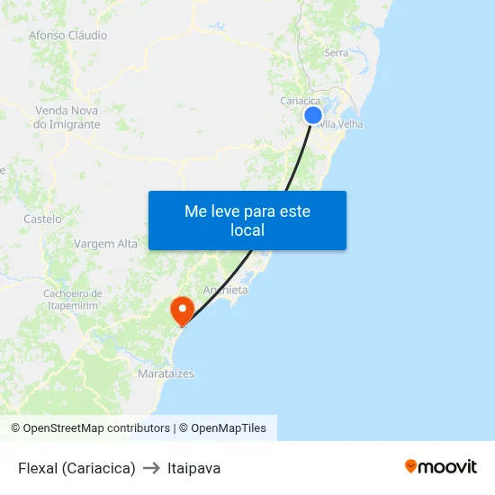 Flexal (Cariacica) to Itaipava map