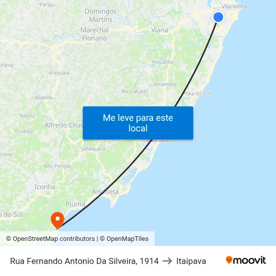 Rua Fernando Antonio Da Silveira, 1914 to Itaipava map