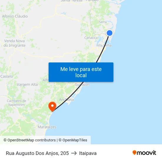 Rua Augusto Dos Anjos, 205 to Itaipava map