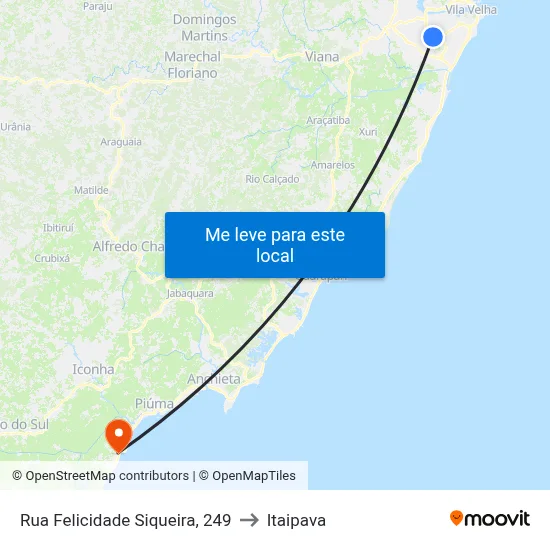 Rua Felicidade Siqueira, 249 to Itaipava map