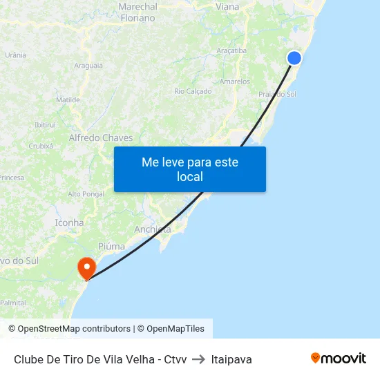 Clube De Tiro De Vila Velha - Ctvv to Itaipava map
