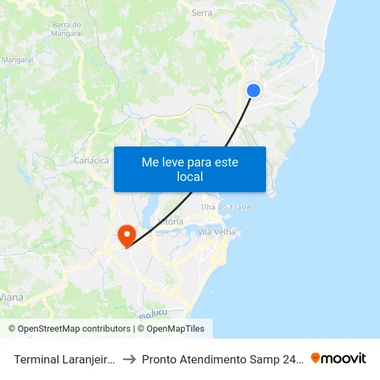 Terminal Laranjeiras to Pronto Atendimento Samp 24hs map