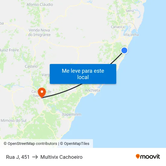 Rua J, 451 to Multivix Cachoeiro map