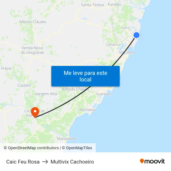 Caic Feu Rosa to Multivix Cachoeiro map