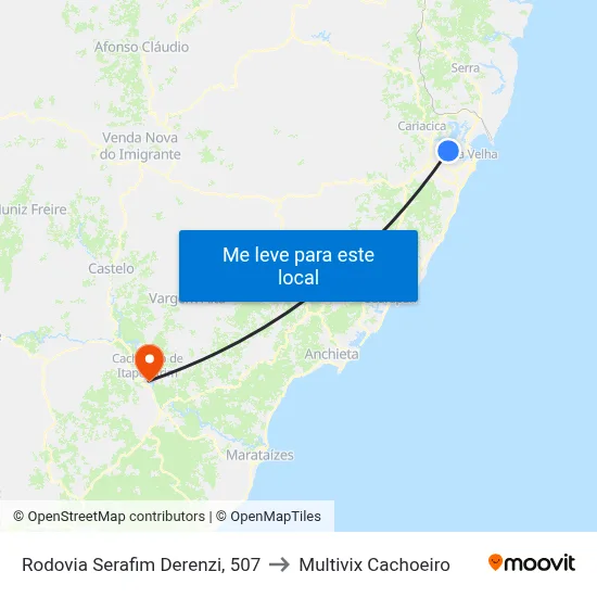 Rodovia Serafim Derenzi, 507 to Multivix Cachoeiro map