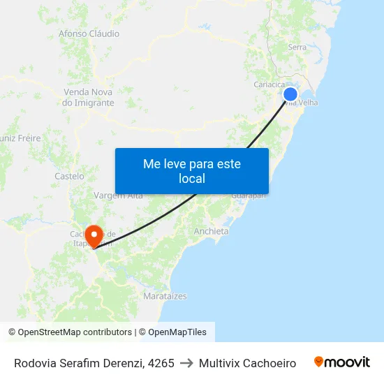Rodovia Serafim Derenzi, 4265 to Multivix Cachoeiro map