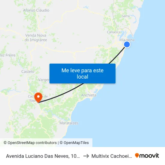 Avenida Luciano Das Neves, 1072 to Multivix Cachoeiro map