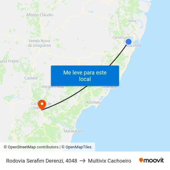 Rodovia Serafim Derenzi, 4048 to Multivix Cachoeiro map