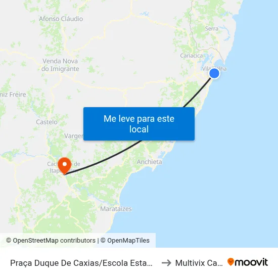 Praça Duque De Caxias/Escola Estadual Vasco Coutinho to Multivix Cachoeiro map