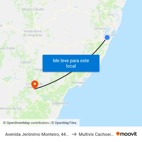 Avenida Jerônimo Monteiro, 4484 to Multivix Cachoeiro map