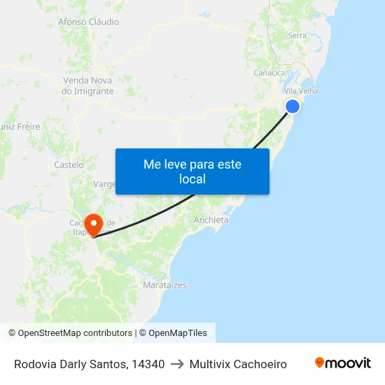 Rodovia Darly Santos, 14340 to Multivix Cachoeiro map