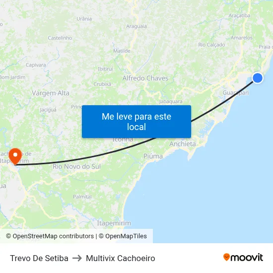 Trevo De Setiba to Multivix Cachoeiro map