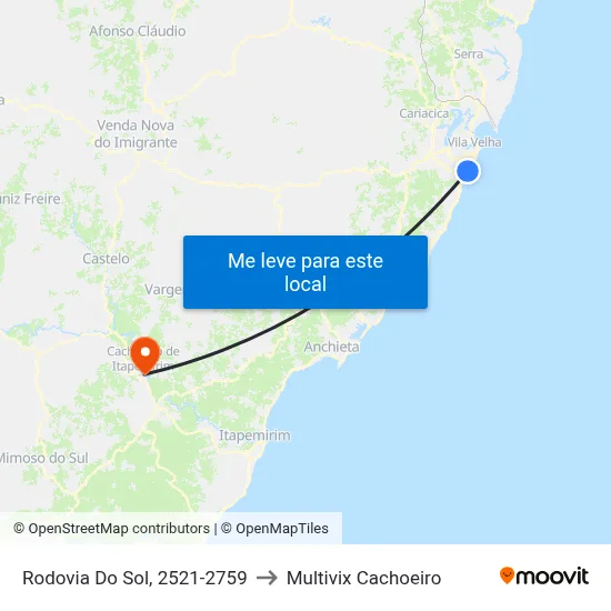Rodovia Do Sol, 2521-2759 to Multivix Cachoeiro map