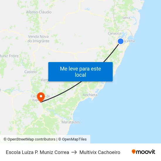 Escola Luíza P. Muniz Correa to Multivix Cachoeiro map