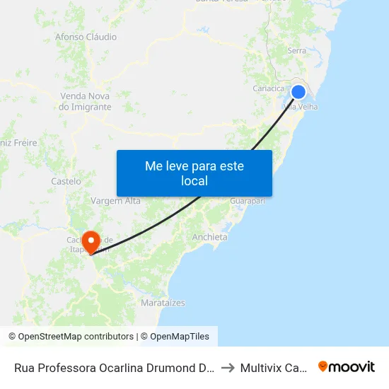 Rua Professora Ocarlina Drumond De Carvalho, 241 to Multivix Cachoeiro map