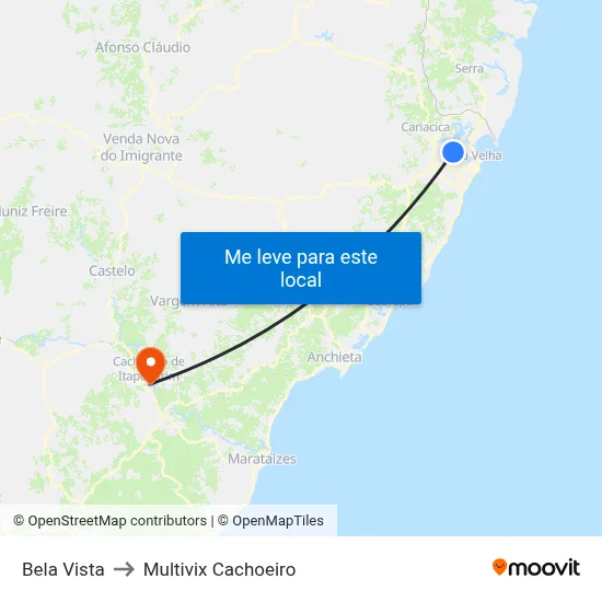 Bela Vista to Multivix Cachoeiro map