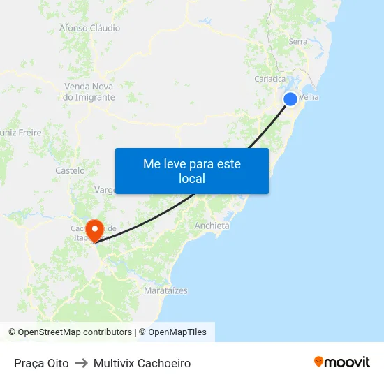 Praça Oito to Multivix Cachoeiro map