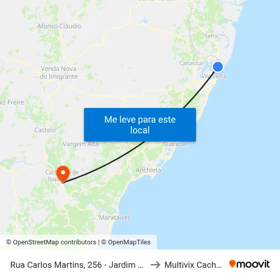 Rua Carlos Martins, 256 - Jardim Camburi to Multivix Cachoeiro map