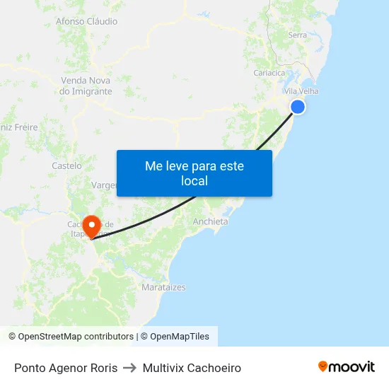 Ponto Agenor Roris to Multivix Cachoeiro map