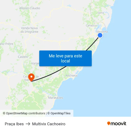 Praça Ibes to Multivix Cachoeiro map