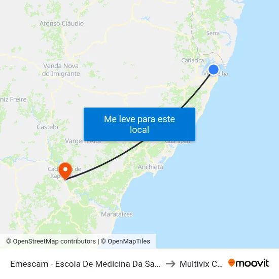 Emescam - Escola De Medicina Da Santa Casa De Misericórdia to Multivix Cachoeiro map