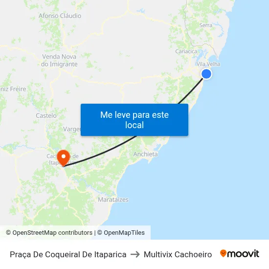 Praça De Coqueiral De Itaparica to Multivix Cachoeiro map