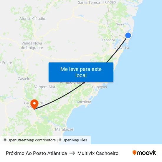 Próximo Ao Posto Atlântica to Multivix Cachoeiro map