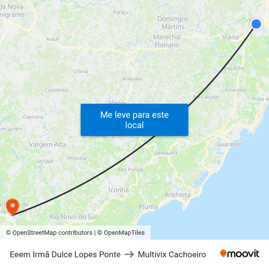 Eeem Irmã Dulce Lopes Ponte to Multivix Cachoeiro map