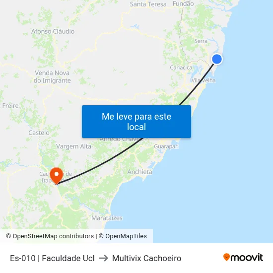 Es-010 | Faculdade Ucl to Multivix Cachoeiro map