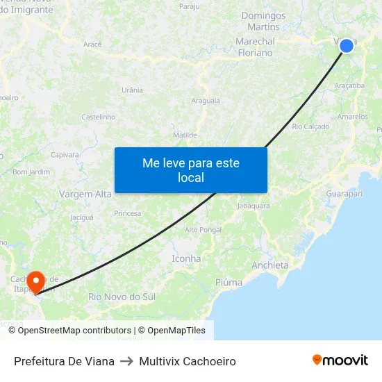 Prefeitura De Viana to Multivix Cachoeiro map