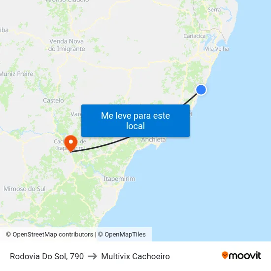 Rodovia Do Sol, 790 to Multivix Cachoeiro map