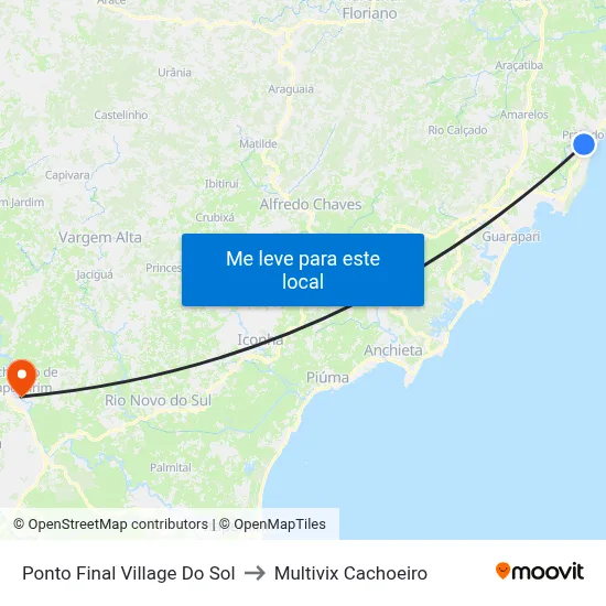 Ponto Final Village Do Sol to Multivix Cachoeiro map