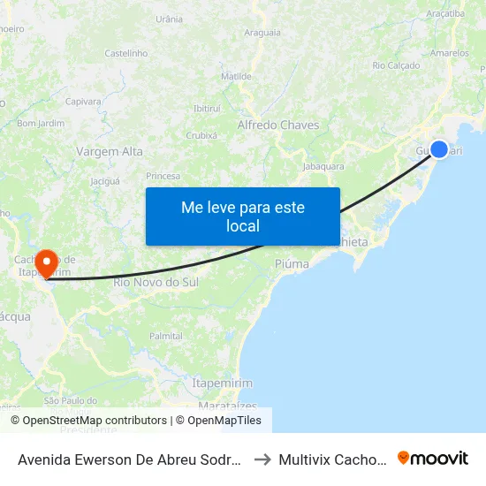 Avenida Ewerson De Abreu Sodre, 434 to Multivix Cachoeiro map