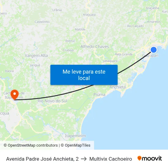 Avenida Padre José Anchieta, 2 to Multivix Cachoeiro map