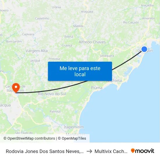 Rodovia Jones Dos Santos Neves, 758-892 to Multivix Cachoeiro map