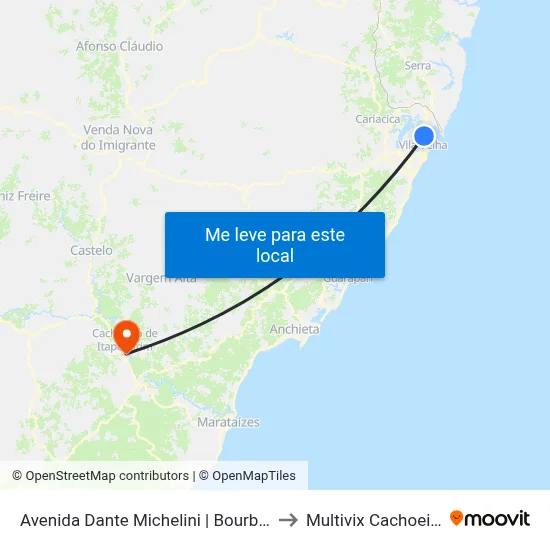 Avenida Dante Michelini | Bourbon to Multivix Cachoeiro map