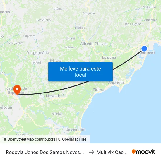 Rodovia Jones Dos Santos Neves, 4091-4183 to Multivix Cachoeiro map