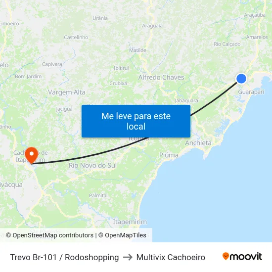 Trevo Br-101 / Rodoshopping to Multivix Cachoeiro map